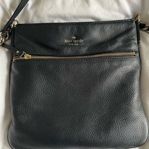 Kate spade black pebbled leather crossbody messenger bag